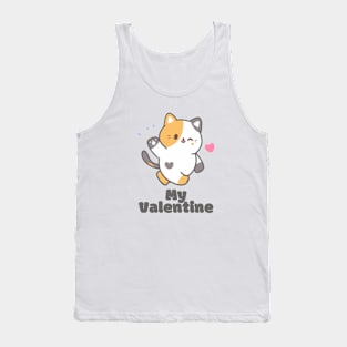 My Valentine Cat Fat Text Tank Top